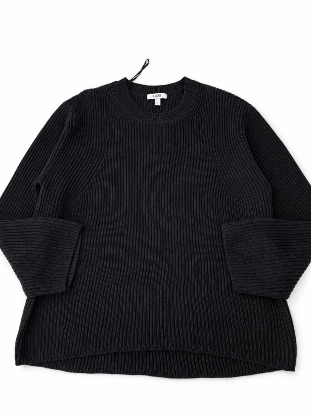 COS Chunky Ribbed jumper Crewneck Knit Sweater Women's Size L in Black